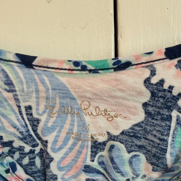 Girls Lilly Pulitzer Navy Floral Print Dress with Pink & Light Blue Accents - Picture 2 of 3